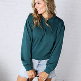Millie Scuba Crew Neck Sweatshirt - Deep Green