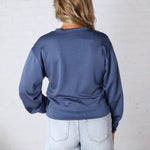 Millie Scuba Crew Neck Sweatshirt - Dusty Navy