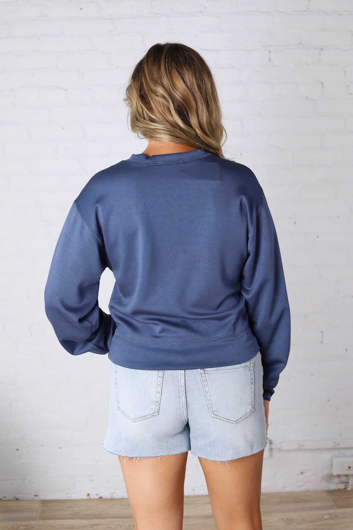 Millie Scuba Crew Neck Sweatshirt - Dusty Navy