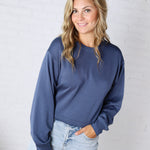 Millie Scuba Crew Neck Sweatshirt - Dusty Navy