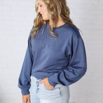 Millie Scuba Crew Neck Sweatshirt - Dusty Navy