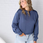 Millie Scuba Crew Neck Sweatshirt - Dusty Navy