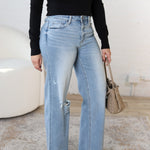 Mindy Wide leg Raw Hem Denim - Refulgent - FINAL SALE