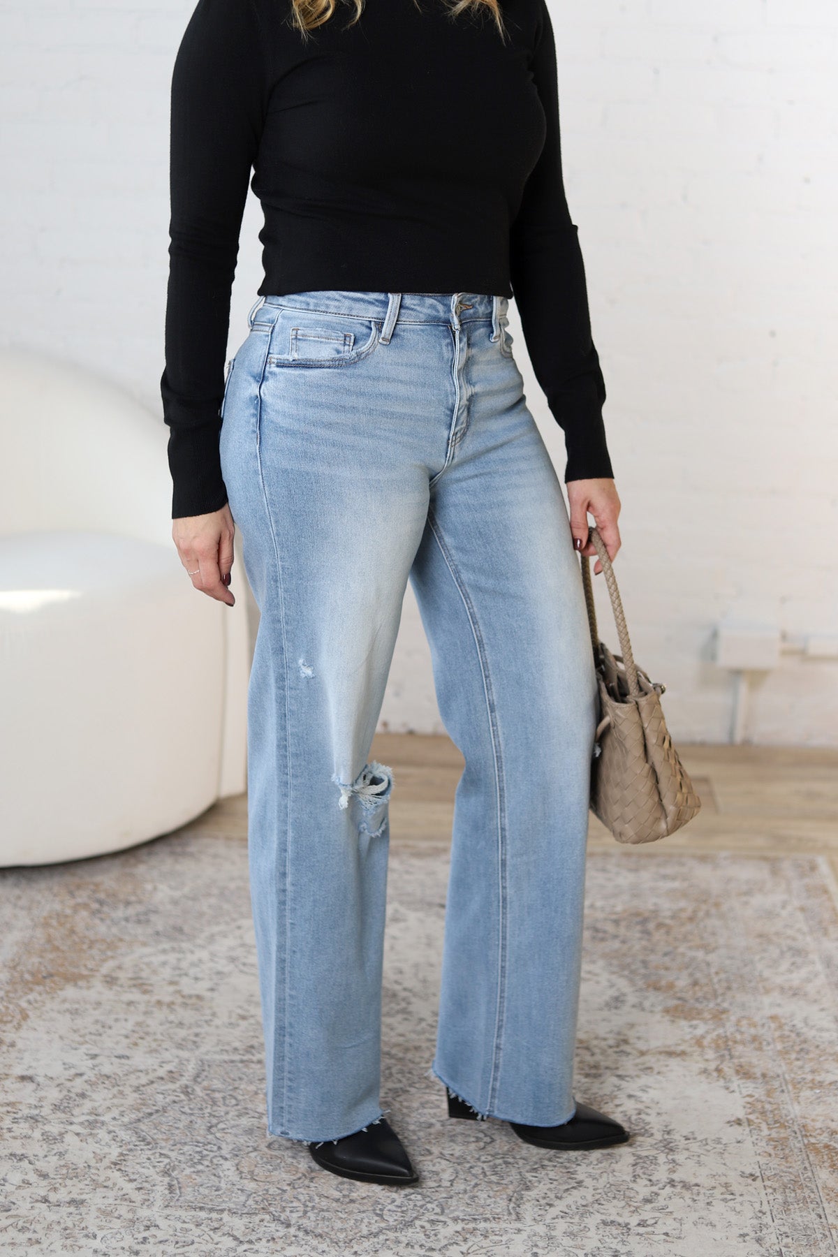 Mindy Wide leg Raw Hem Denim - Refulgent - FINAL SALE