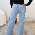 Mindy Wide leg Raw Hem Denim - Refulgent - FINAL SALE