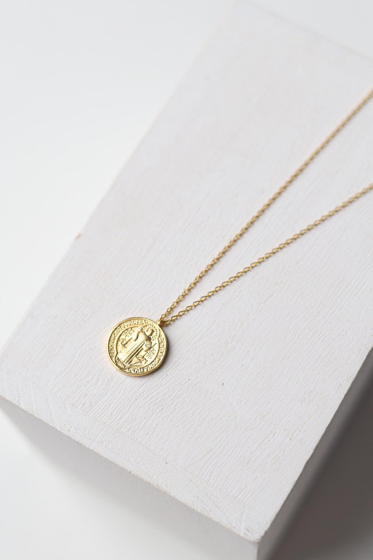 Mini Saint Benedict Pendant Necklace - Gold