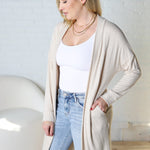 Mirabel Rib Contrast Brushed Knit Cardigan - Oatmeal