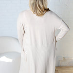 Mirabel Rib Contrast Brushed Knit Cardigan - Oatmeal