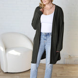 Mirabel Rib Contrast Brushed Knit Cardigan - Olive