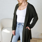 Mirabel Rib Contrast Brushed Knit Cardigan - Olive