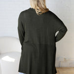 Mirabel Rib Contrast Brushed Knit Cardigan - Olive