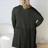 Mirabel Rib Contrast Brushed Knit Cardigan - Olive