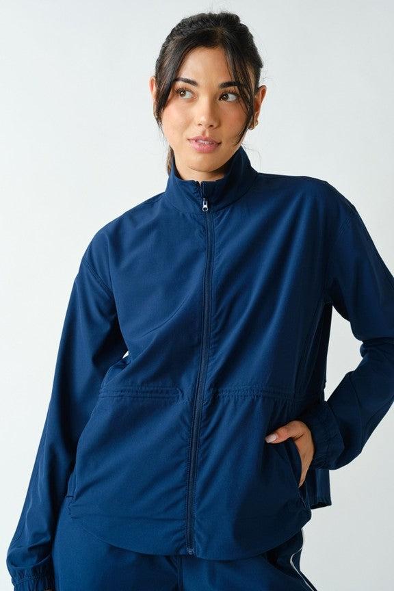 Mirae CurveCinch Peplum Jacket - Blue Thunder