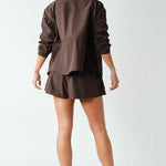 Mirae CurveCinch Peplum Jacket -Coffee Bean
