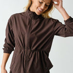 Mirae CurveCinch Peplum Jacket -Coffee Bean