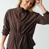 Mirae CurveCinch Peplum Jacket -Coffee Bean