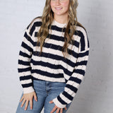 Mirel Stripe Knit Sweater - Navy/Beige