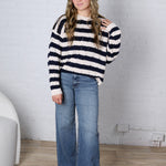 Mirel Stripe Knit Sweater - Navy/Beige