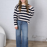 Mirel Stripe Knit Sweater - Navy/Beige