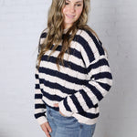 Mirel Stripe Knit Sweater - Navy/Beige
