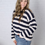 Mirel Stripe Knit Sweater - Navy/Beige