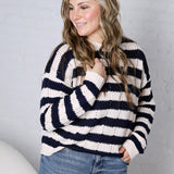 Mirel Stripe Knit Sweater - Navy/Beige