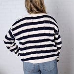 Mirel Stripe Knit Sweater - Navy/Beige