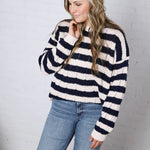 Mirel Stripe Knit Sweater - Navy/Beige