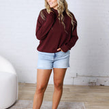 Modal Scuba Mock Neck Pullover – Dark Cherry