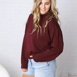 Modal Scuba Mock Neck Pullover – Dark Cherry