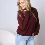Modal Scuba Mock Neck Pullover – Dark Cherry