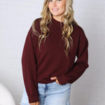 Modal Scuba Mock Neck Pullover – Dark Cherry