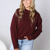Modal Scuba Mock Neck Pullover – Dark Cherry
