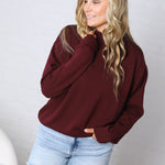 Modal Scuba Mock Neck Pullover – Dark Cherry