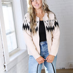Monroe Fair Isle Zip Front Cardigan Sweater