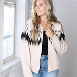 Monroe Fair Isle Zip Front Cardigan Sweater