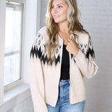 Monroe Fair Isle Zip Front Cardigan Sweater