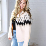 Monroe Fair Isle Zip Front Cardigan Sweater