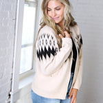 Monroe Fair Isle Zip Front Cardigan Sweater