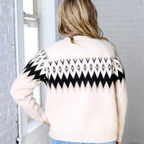 Monroe Fair Isle Zip Front Cardigan Sweater