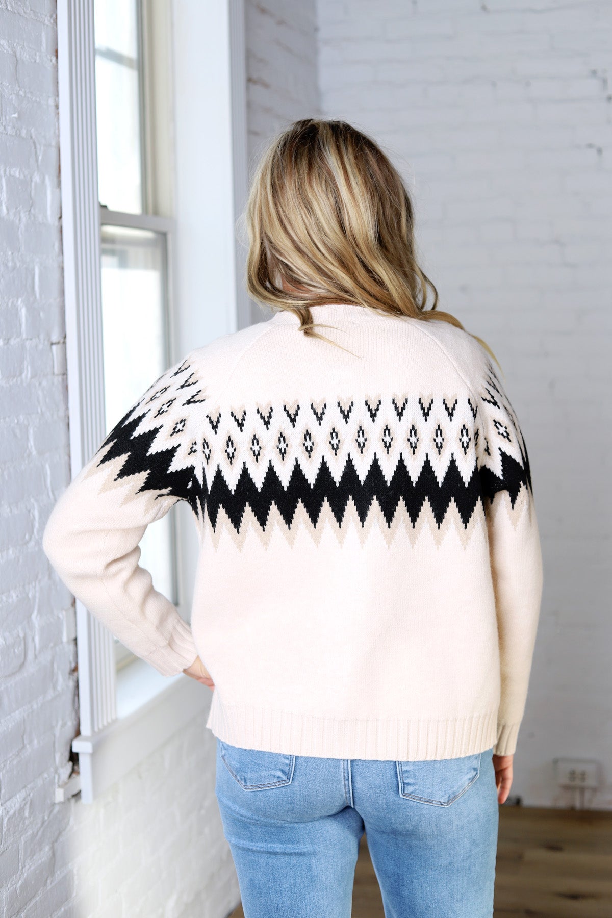 Monroe Fair Isle Zip Front Cardigan Sweater