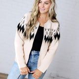 Monroe Fair Isle Zip Front Cardigan Sweater