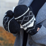 Montana 100% Wool Texting Mittens - Black