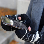 Montana 100% Wool Texting Mittens - Black - FINAL SALE