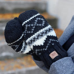 Montana 100% Wool Texting Mittens - Black - FINAL SALE