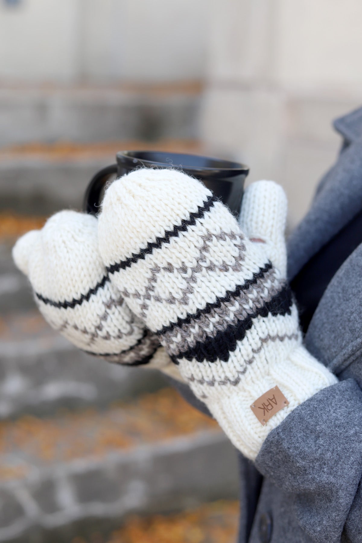 Montana 100% Wool Texting Mittens - White - FINAL SALE