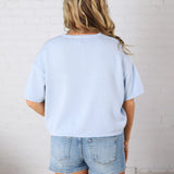 Morgan Button-Up Sweater Knit Top - Blue