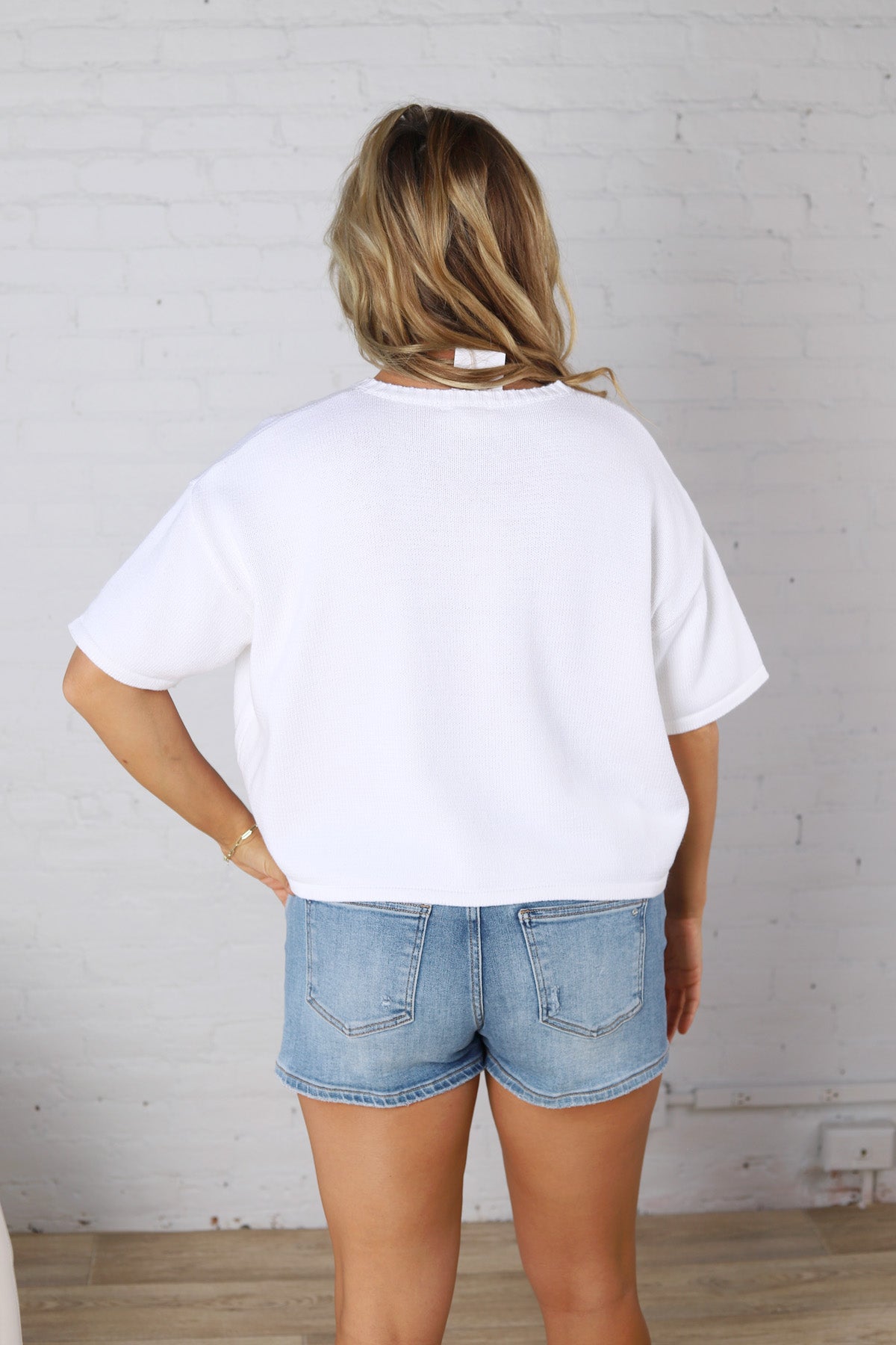 Morgan Button-Up Sweater Knit Top - Off White