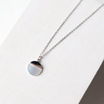 Mother of Pearl on Stainless Steel Disc Necklace - Silver - Baubles + Bobbies