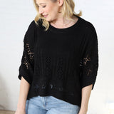 Mya Poncho Knit Sweater - Black